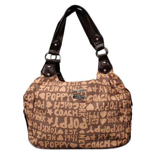 Coach Fashion Poppy Signature Medium Brown Shoulder Bags ENM | Women